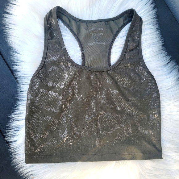 2/$20 Evolution and Creation Metallic Snakeskin Print Crop Top M - Picture 1 of 8